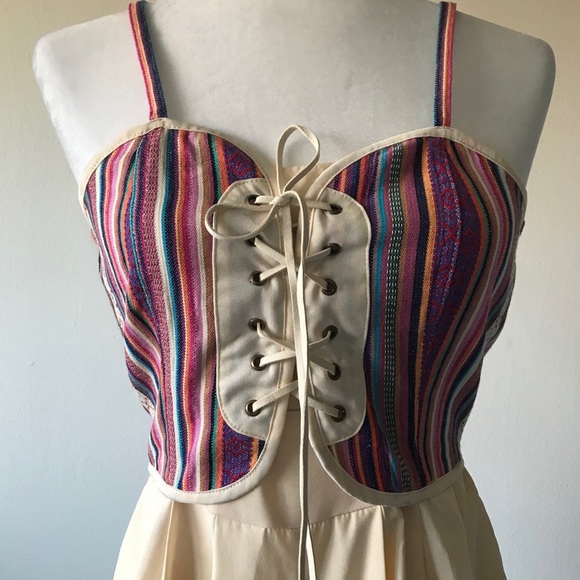 NWOT Mustard Seed Striped Corset Closure Romper - Picture 2 of 7